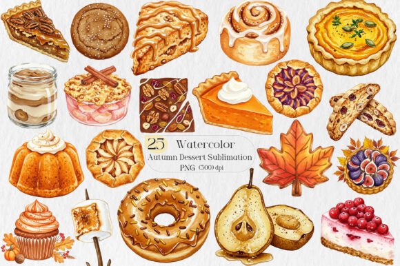 Download Autumn Dessert Sublimation Clipart - Autumn Collection