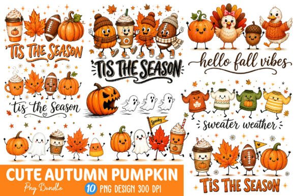 Download Cute Autumn Pumpkin PNG Bundle - Autumn Collection