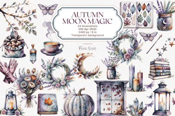 Download Autumn Moon Magic, Mystical Fall Element - Autumn Collection