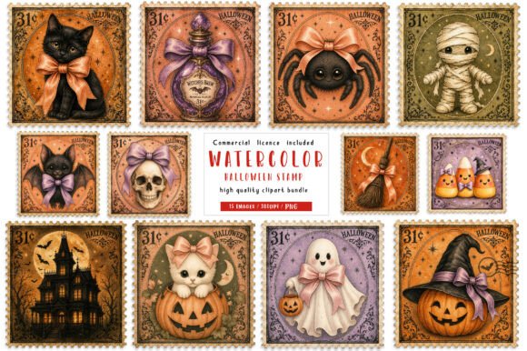 Download Retro Halloween Stamp Clipart PNG - Retro halloween Collection