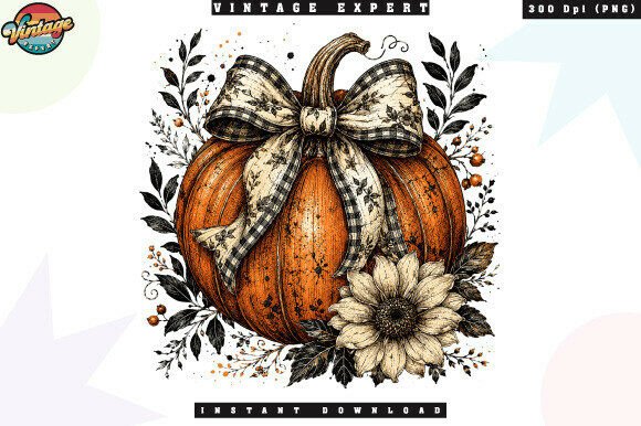 Download Vintage Pumpkin Sunflower Autumn PNG - Premium Resources