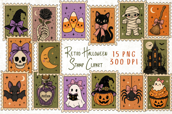 Download Retro Halloween Stamp Clipart PNG - Retro halloween Collection