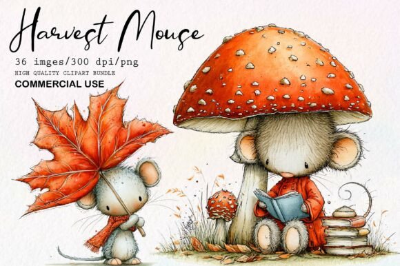 Download Cute Autumn Harvest Mouse PNG Clipart - Premium Bundle